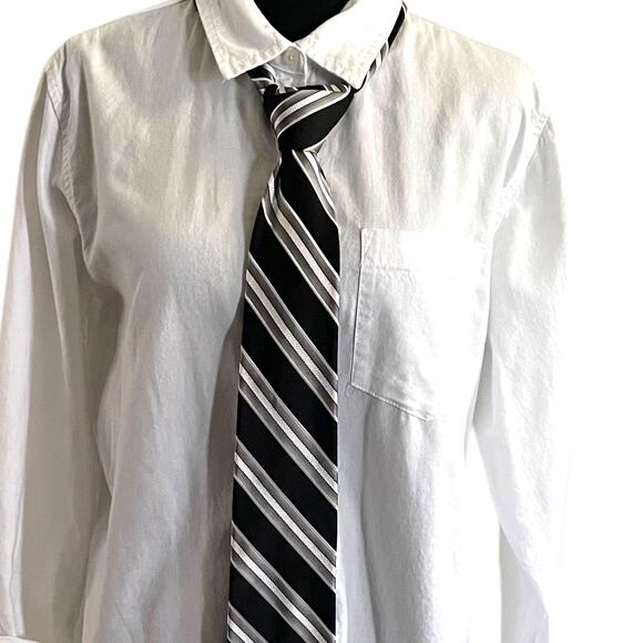3x15 Men's Black, White, and Grey Striped Tie - Picture 6 of 6